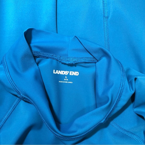 Lands' End Stretchy Mock Neckline Long Sleeve Blue Top L - Picture 10 of 12